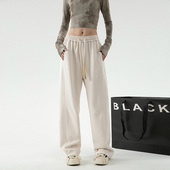 宽松百搭显瘦显高直筒纯色运动长裤 WASSUP潮牌休闲卫裤 女秋冬新款