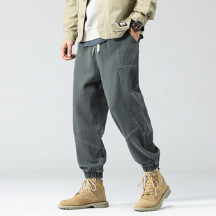 WASSUP裤子男款美式工装潮牌宽松2025夏季薄款休闲九分束脚长裤子