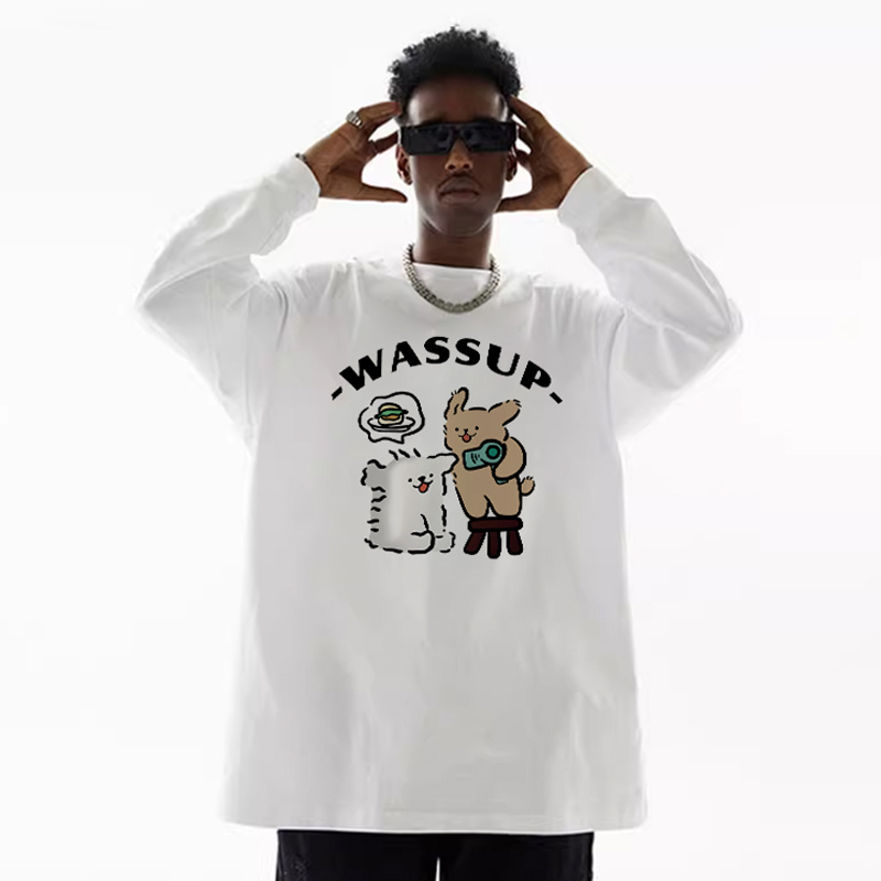 WASSUP卡通重磅男女长袖T恤衫