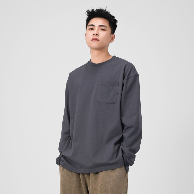 WASSUP潮牌重磅简约纯色复古口袋长袖T恤男女同款春秋美式打底衫,男装,T恤,淘宝优惠券,粉丝福利购,淘宝优惠卷
