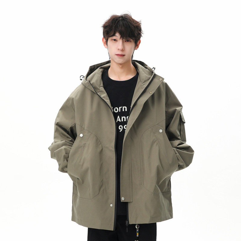 WASSUP美式防风冲锋衣男秋冬季潮牌连帽户外机能百搭休闲夹克外套