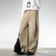 潮流百搭轻熟风简约休闲长裤 男士 子 解构复古卡其阔腿裤 WASSUP美式
