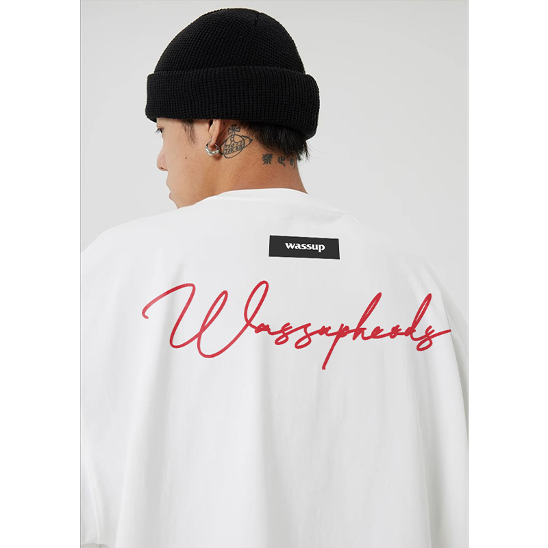 WASSUP潮牌美式重磅长袖T恤男
