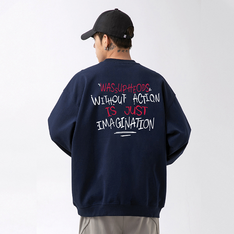 WASSUP手绘涂鸦美式重磅卫衣