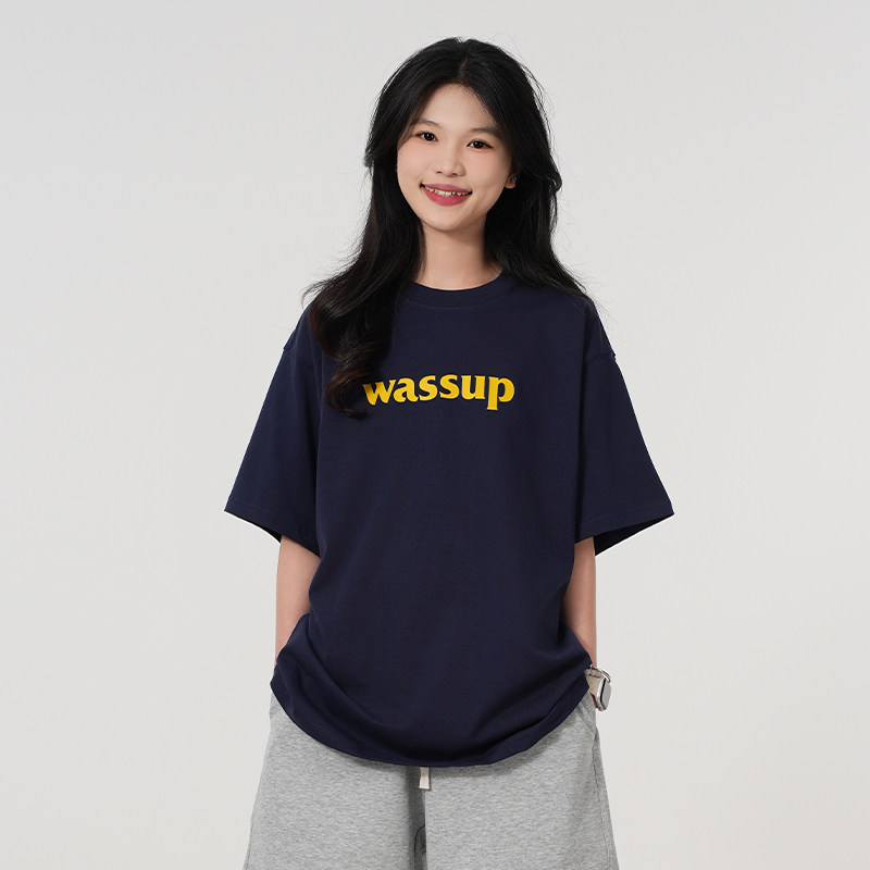 WASSUP美式重磅字母短袖T恤女夏季2026新款百搭多色圆领半袖上衣