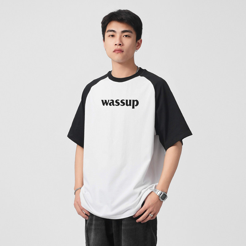 潮牌撞色字母短袖WASSUPHEODS
