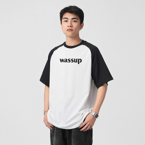 潮牌撞色字母短袖WASSUPHEODS