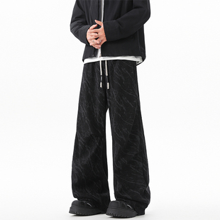 WASSUP纹理高级感工装裤男士潮流百搭秋季青少年氛围感直筒休闲裤