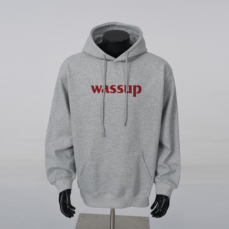 WASSUP潮牌灰色连帽卫衣男款春秋2025新款重磅宽松百搭套头上衣服