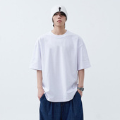 WASSUP潮牌重磅280G圆领新疆全棉夏短袖 T恤男女白色宽松纯棉国潮