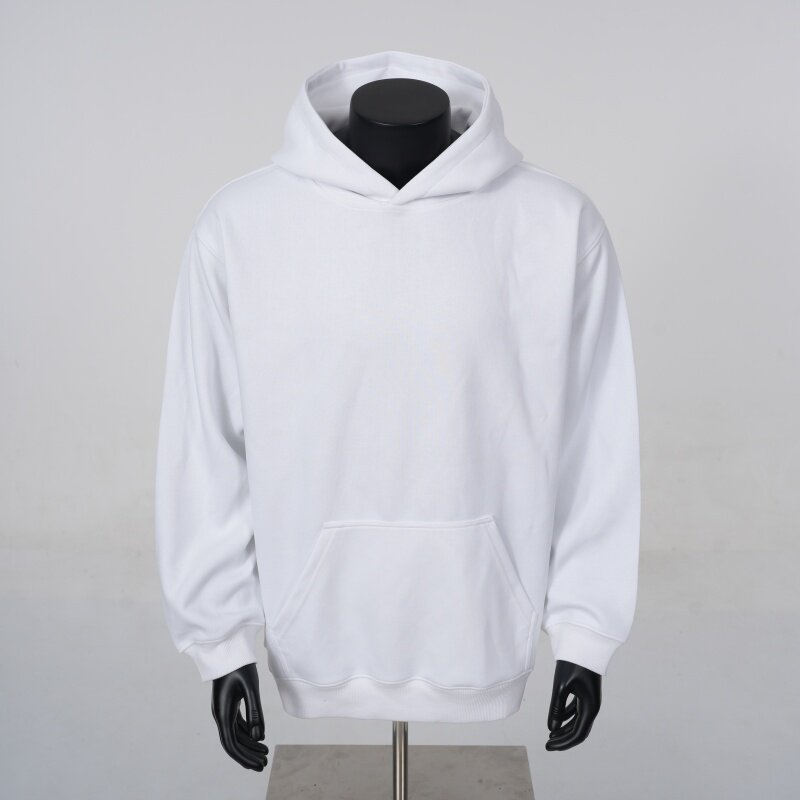 WASSUP高克重白色简约纯色基础款连帽卫衣男女秋冬季潮牌上衣外套