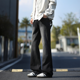WASSUP美式复古渐变黑水洗微喇牛仔裤男生2026新款高街休闲长裤子