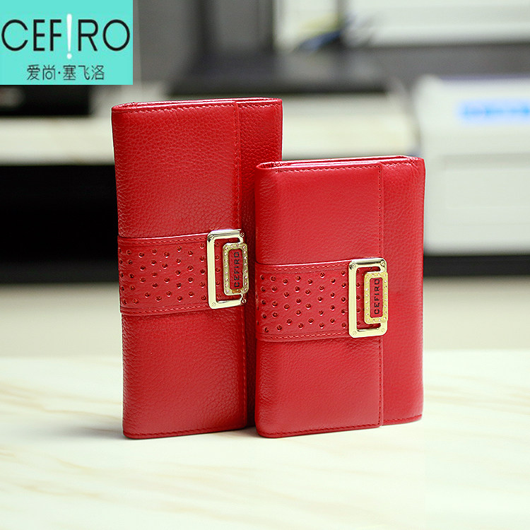 塞飞洛正品新款真皮女青年钱包