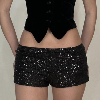 欧美ins风性感辣妹亮片短裤