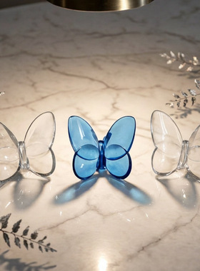 透明玻璃蝴蝶装饰摆件家居桌面
