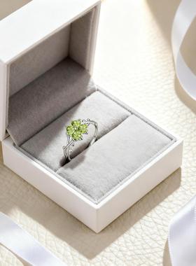 S999纯银荆棘四叶草戒指女轻奢高级感小众锆石足银指环小红书爆款