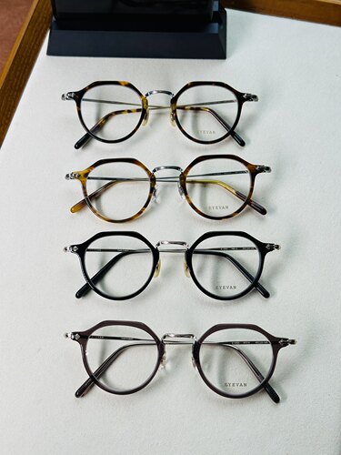 EYEVAN日系手作复古中金皇冠圈形修饰脸型纯钛眼镜架E-0511