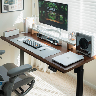 ue永艺H9实木电动升降桌3cm厚书桌学习桌电竞电脑桌家用办公桌子