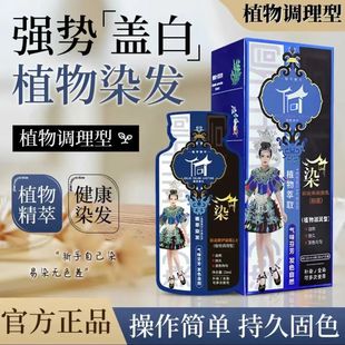 侗染植物染发膏无刺激遮白发黑茶色在家懒人泡泡染发剂袋装王丽云