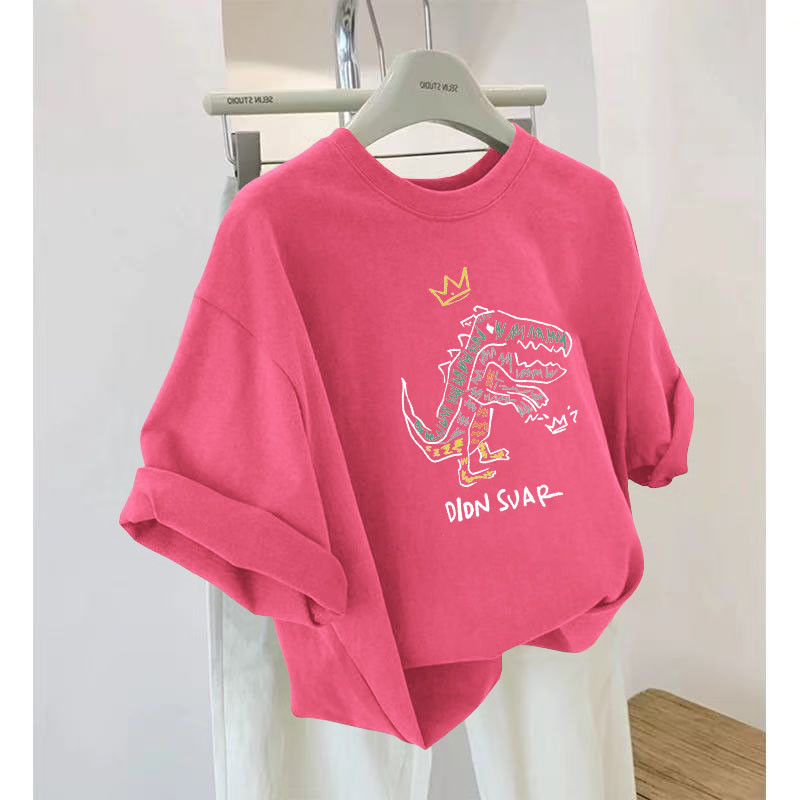 品牌折扣~外贸专柜海外撤回男女情侣新款宽松简约卡通印花短袖T恤