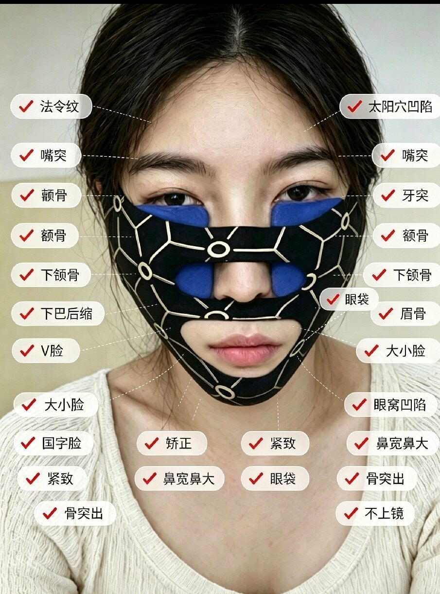 全脸内推瘦脸器太阳穴凹陷颧骨高法令纹下巴后缩