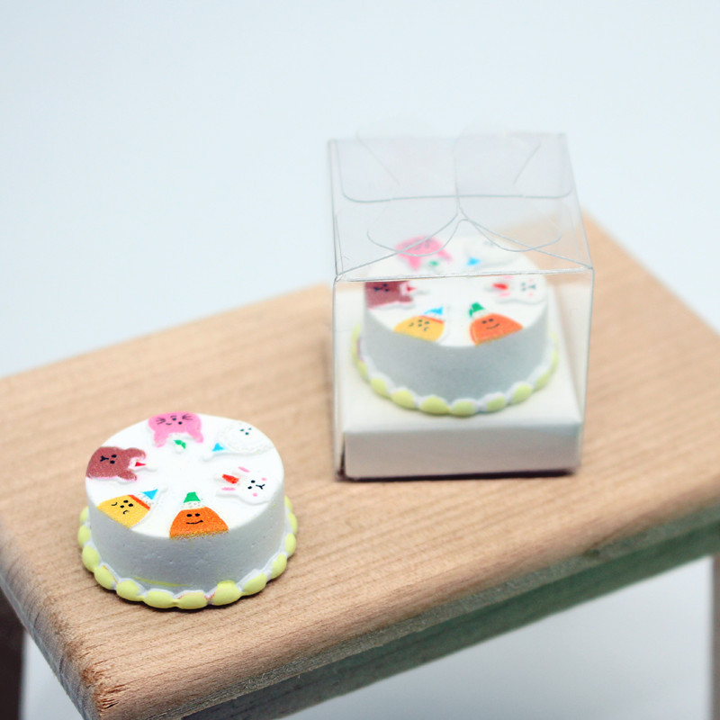 Dollhouse娃娃屋透明蛋糕甜品盒子盒装生日蛋糕微缩食玩仿真模型