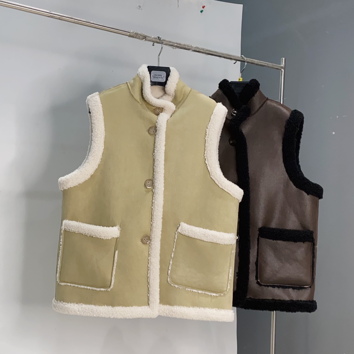 2025秋冬新款立领羊羔绒环保毛马甲加厚保暖百搭HHS长63