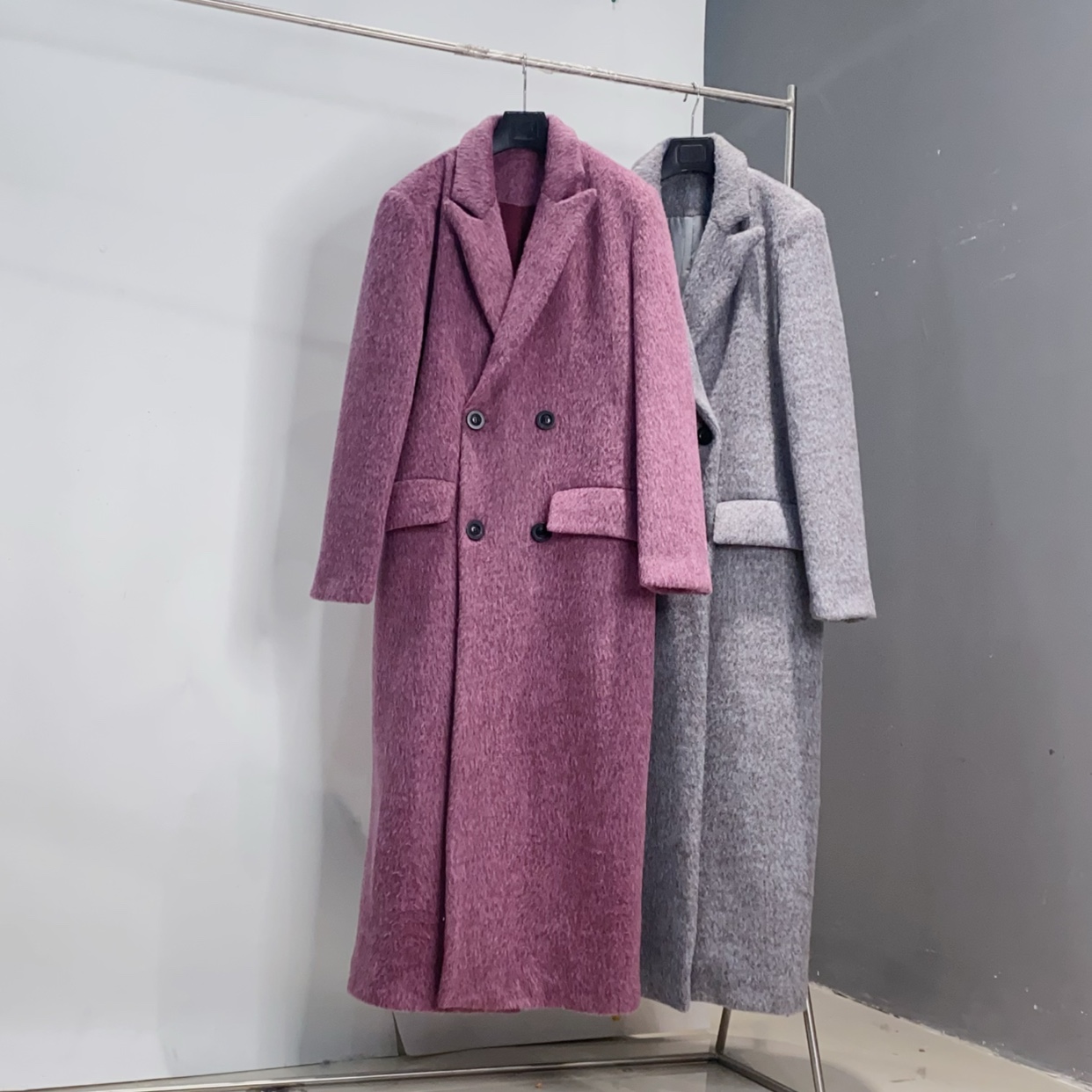 2025秋冬50牦牛绒50羊毛西装领长款高级感正肩呢子外套AN长128