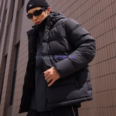 小七Adidas 男子户外防风保暖连帽运动休闲羽绒服 HN5640 IZ4701