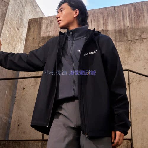 Adidas 男子户外防风保暖三合一抓绒内胆连帽冲锋衣 JY4797 4798