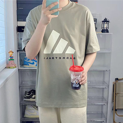 小七Adidas 男女情侣款纯棉圆领篮球运动休闲短袖T恤 JD6127 6129