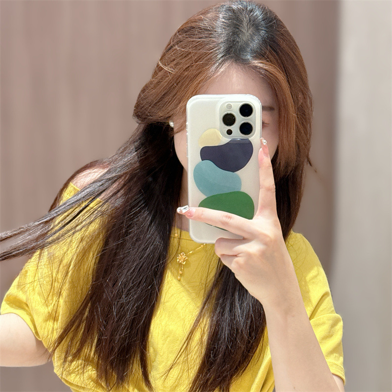 韩系ins黄绿蓝色块适用iPhone16苹果15ProMax/14手机壳13新款小众