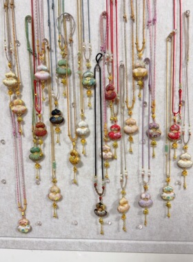 手工宋锦蜀锦香云纱葫芦项链新款气质多用桑蚕丝项圈挂件吊坠链子