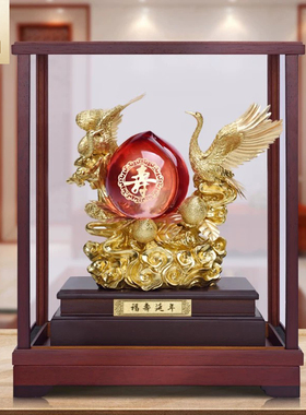 铜礼阁足金金箔松鹤寿桃祝寿礼盒