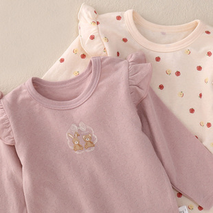 日系秋冬儿童长袖T恤纯棉女童加厚秋衣打底衫小宝宝上衣全棉A类