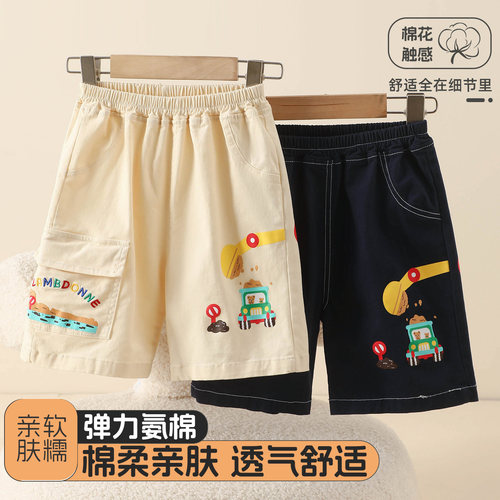 夏季纯棉男童卡通工装五分裤
