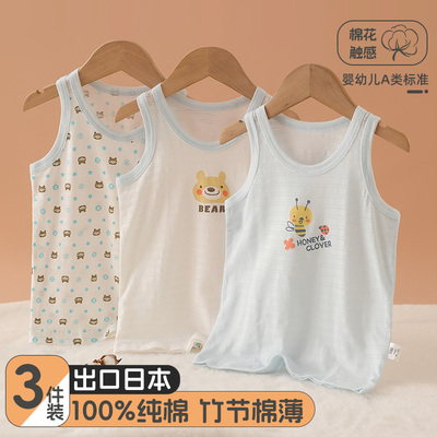 3件装夏季男宝宝背心薄款竹节棉