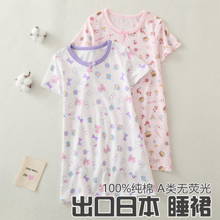 2026新款女童薄款长裙夏季纯棉女孩透气连衣裙女宝网眼睡裙家居服