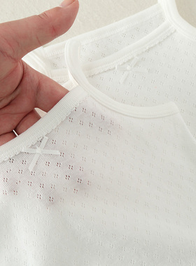 女童纯棉白色吊带儿童夏季无袖打底衫小女孩网眼透气内穿内衣上衣