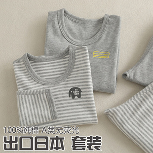 男童无痕磨毛家居服睡衣 宝宝纯棉秋衣秋裤 秋冬季 儿童保暖内衣套装