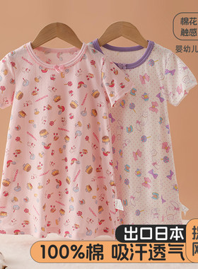 短袖女童睡裙纯棉小女孩连衣裙