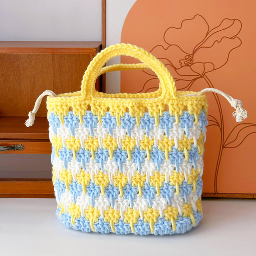 雪妃尔素心纱钩针编织空心棉手工包diy自制毛线材料包夏日手编包