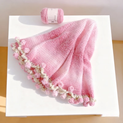 玫瑰花束毯子正品雪妃尔魔法球羽毛毛毯围巾专用蛋糕线渐变色手织