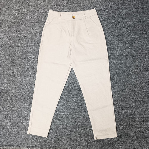 通勤卡其高腰显瘦羊毛九分西装裤