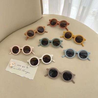 宝宝圆框墨镜太阳儿童男童女孩拍照神器可爱防紫外线时尚百搭复古