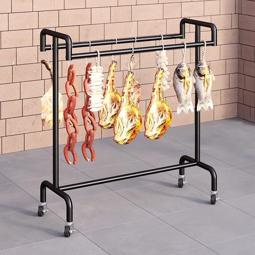 晒腊肉的架子市场挂肉架家用晾香肠火腿神器钢管吊肉架熏鸭展示架
