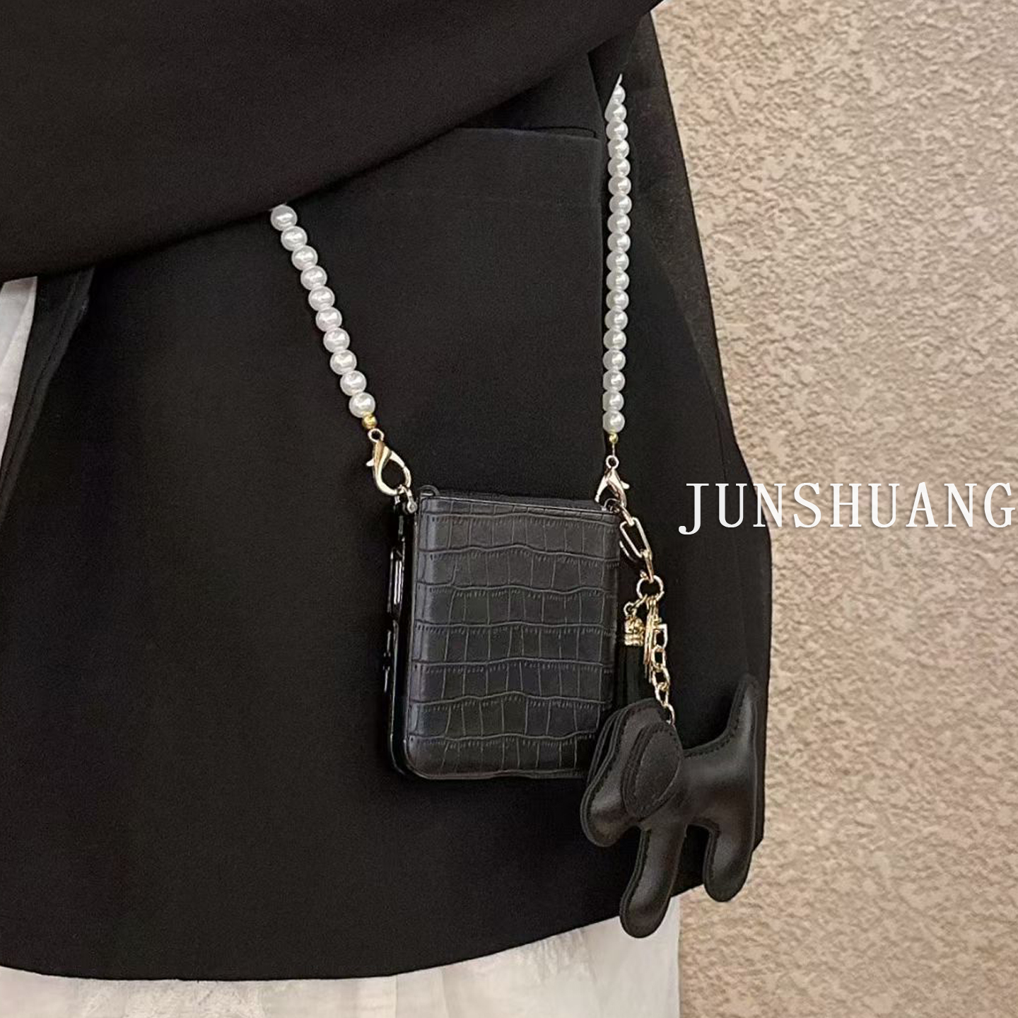 奢华适用华为purax手机壳典藏版女款带挂绳中轴保护防摔p50pocket2折叠屏气质高级长背链荣耀vflip2转轴全包