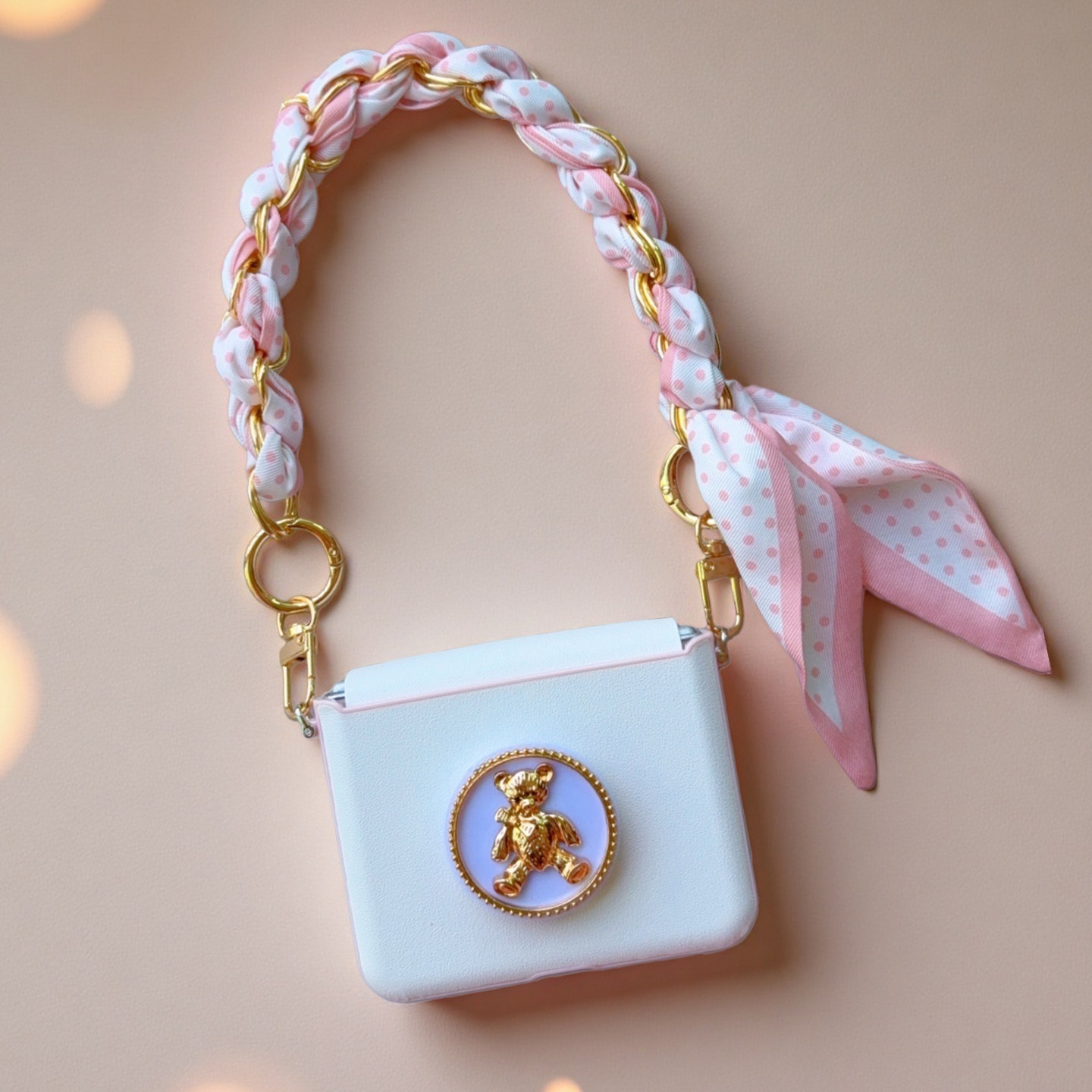 新品适用华为purax手机壳女款手提链包中轴防摔pocket2折叠屏保护壳简约时尚气质白色novaflip S荣耀vflip2壳