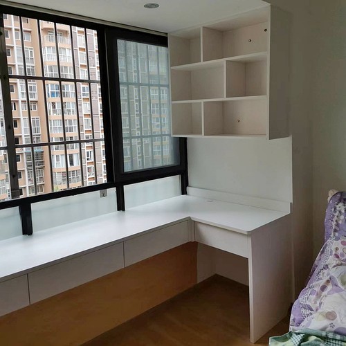 德夫曼实木定制飘窗柜窄窗台书桌