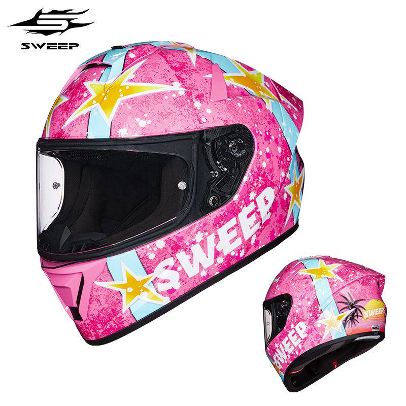 SWEEP摩托车M8头盔玻纤碳纤维机车全覆式盔大尾翼四季跑盔女男
